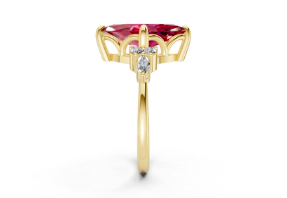 Lyra Ruby Gemstone Accent Marquise Cut 1.8mm Engagement Ring