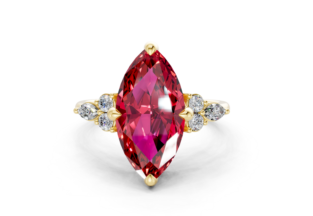 Lyra Ruby Gemstone Accent Marquise Cut 2.3mm Engagement Ring