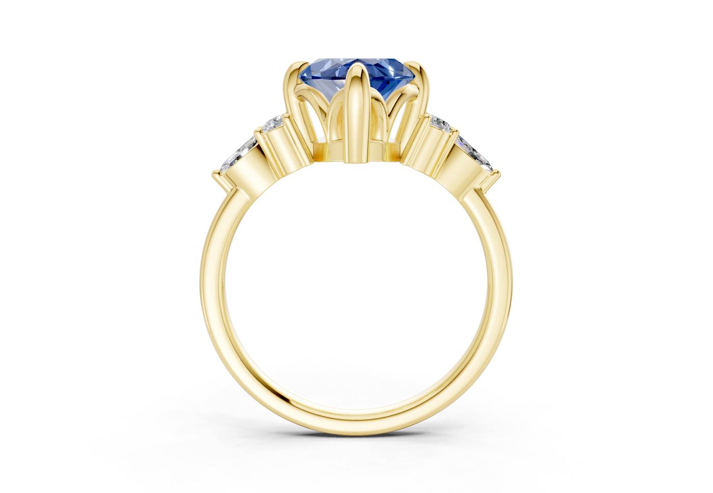 Lyra Sapphire Gemstone Accent Marquise Cut 2.3mm Engagement Ring