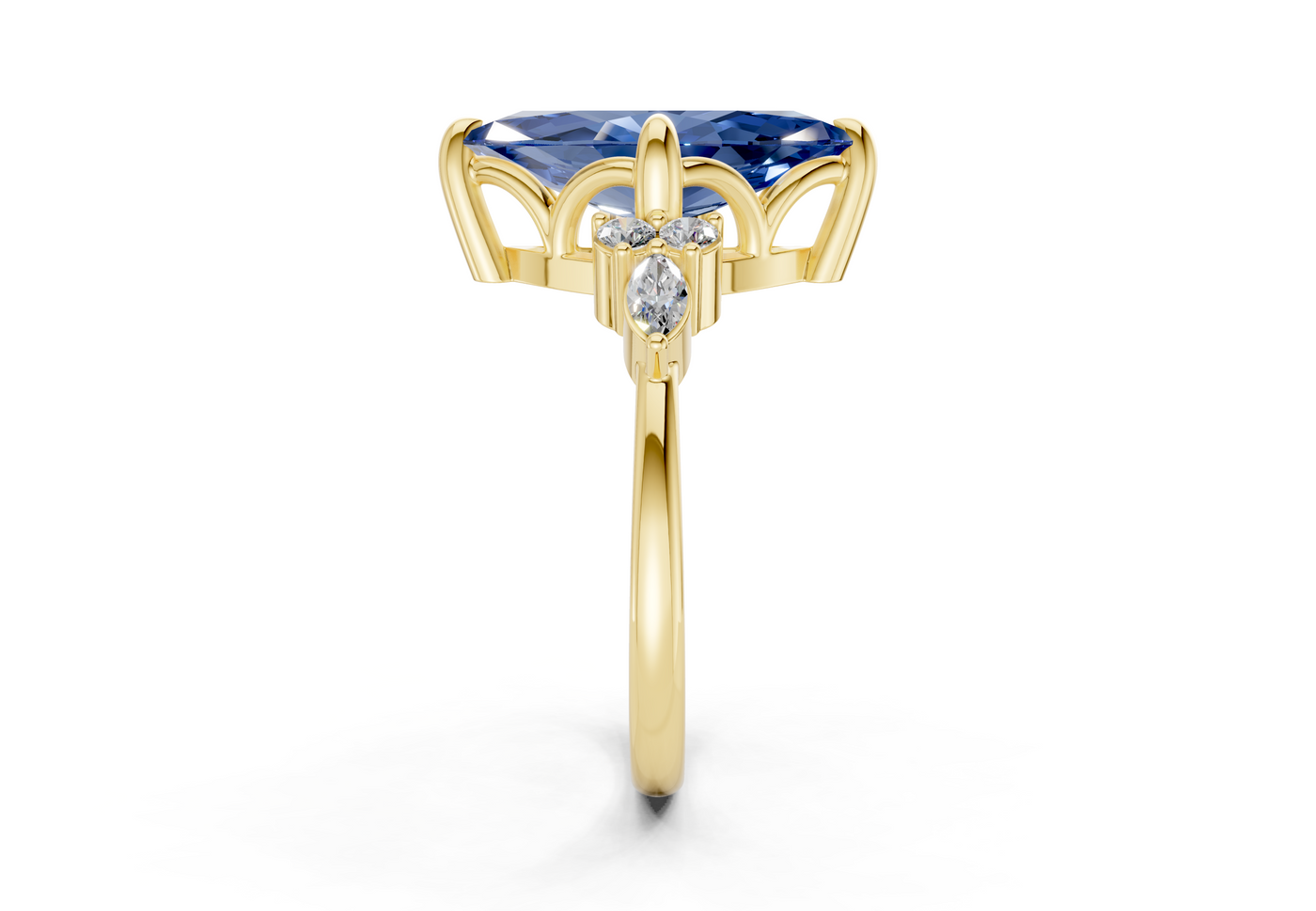 Lyra Sapphire Gemstone Accent Marquise Cut 2mm Engagement Ring