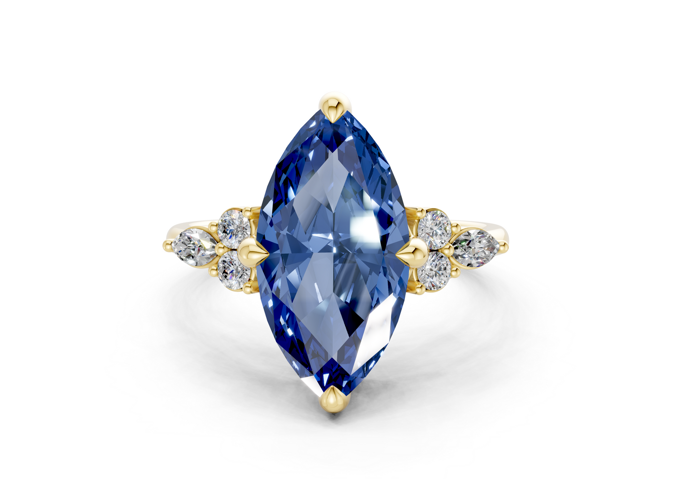 Lyra Sapphire Gemstone Accent Marquise Cut 2.3mm Engagement Ring