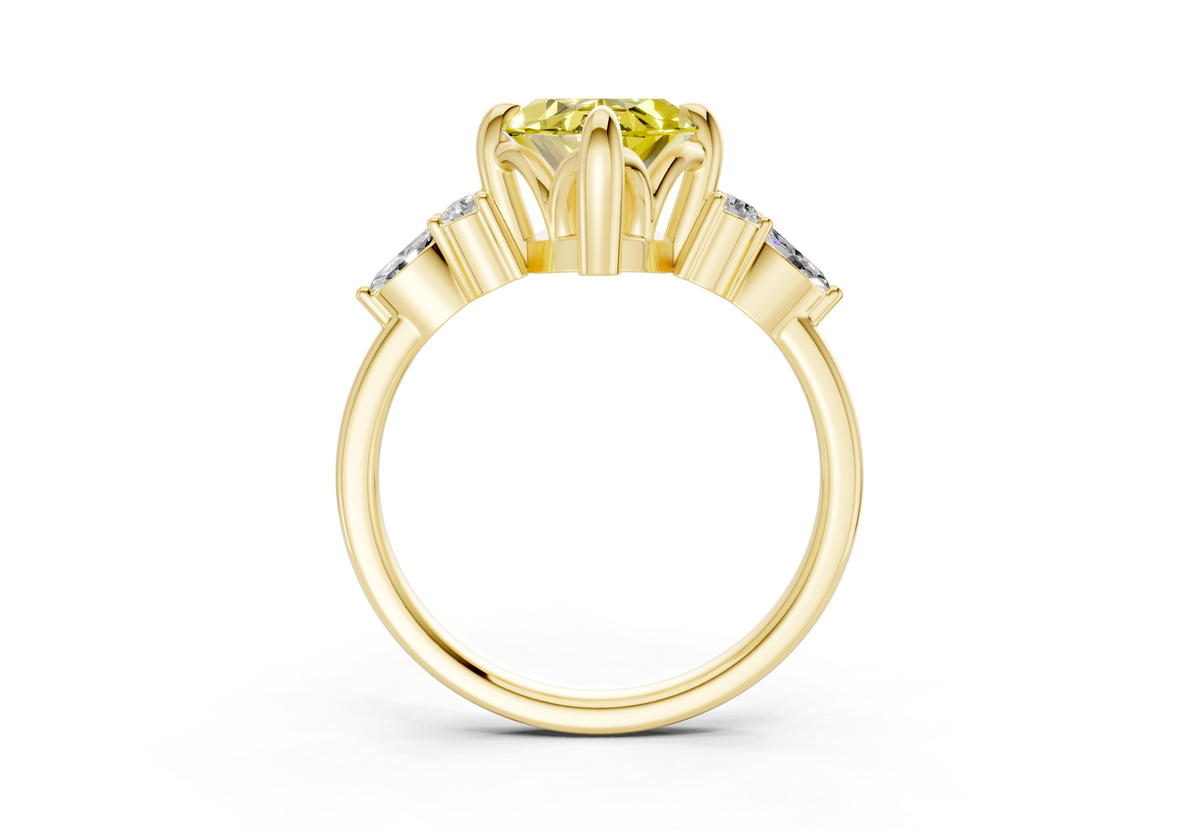 Lyra Yellow Diamond Accent Marquise Cut 2mm Engagement Ring