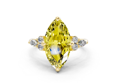 Lyra Yellow Diamond Accent Marquise Cut 1.8mm Engagement Ring