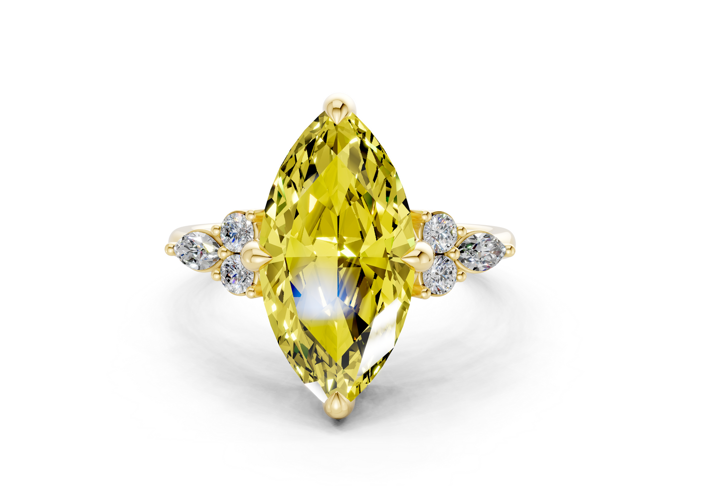 Lyra Yellow Diamond Accent Marquise Cut 2.3mm Engagement Ring