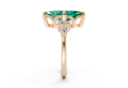 Lyra Emerald Gemstone Accent Marquise Cut 1.8mm Engagement Ring