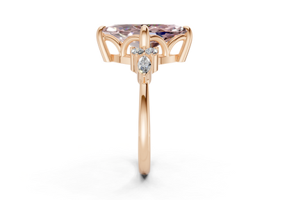 Lyra Pink Diamond Accent Marquise Cut 1.8mm Engagement Ring