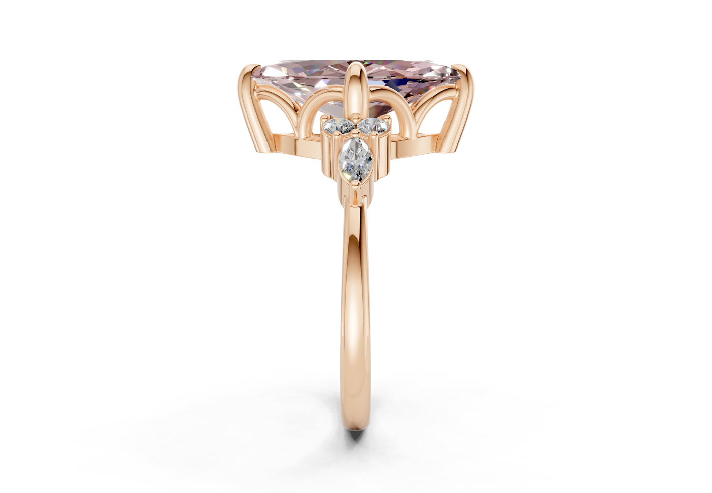 Lyra Pink Diamond Accent Marquise Cut 2.3mm Engagement Ring