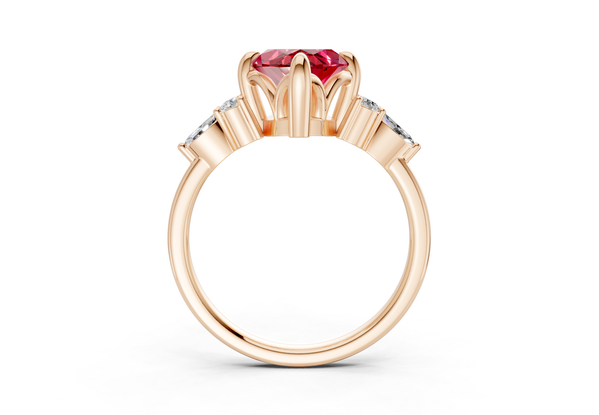 Lyra Ruby Gemstone Accent Marquise Cut 2.3mm Engagement Ring