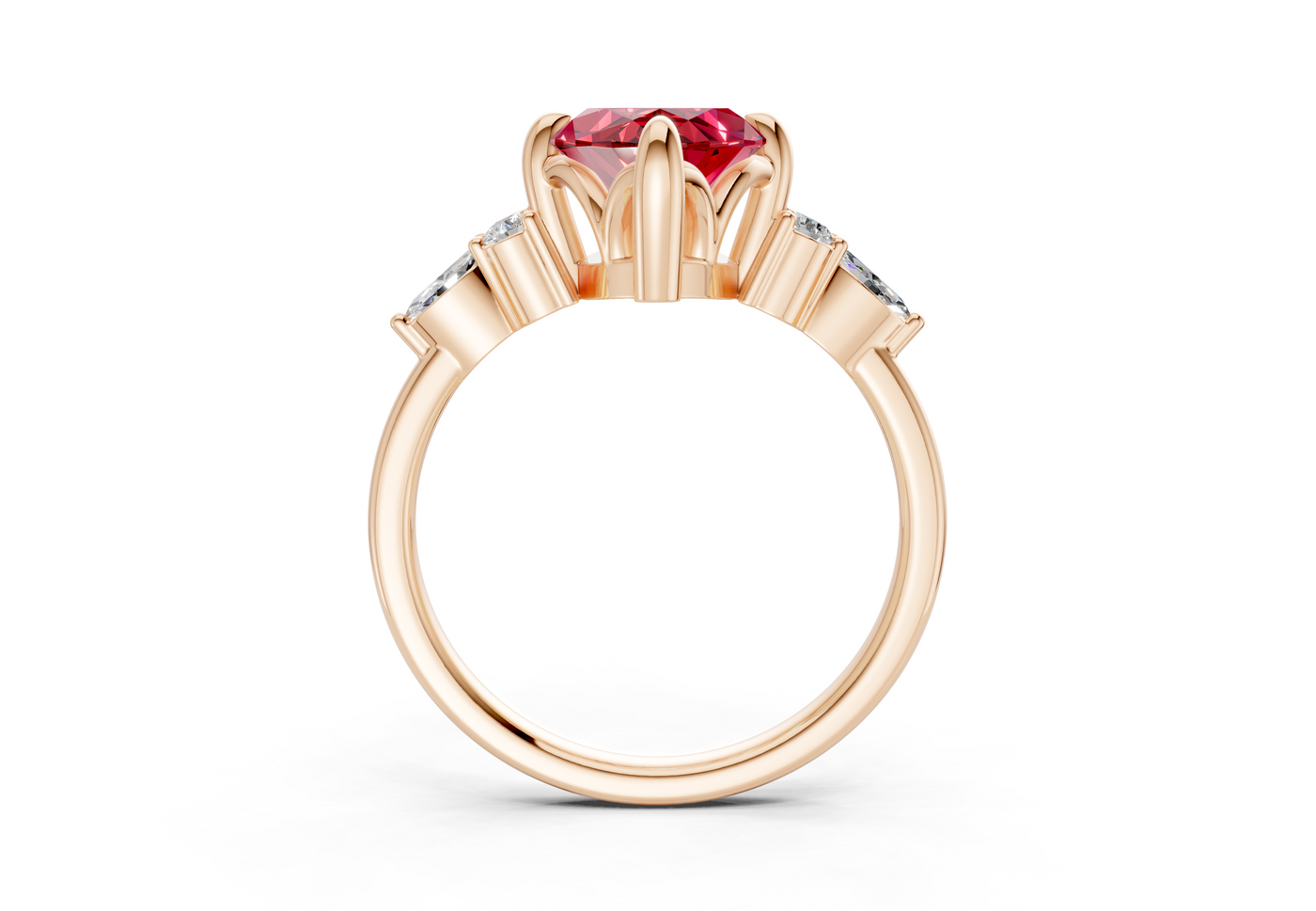 Lyra Ruby Gemstone Accent Marquise Cut 1.8mm Engagement Ring