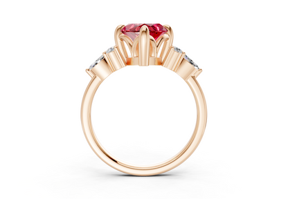 Lyra Ruby Gemstone Accent Marquise Cut 1.8mm Engagement Ring