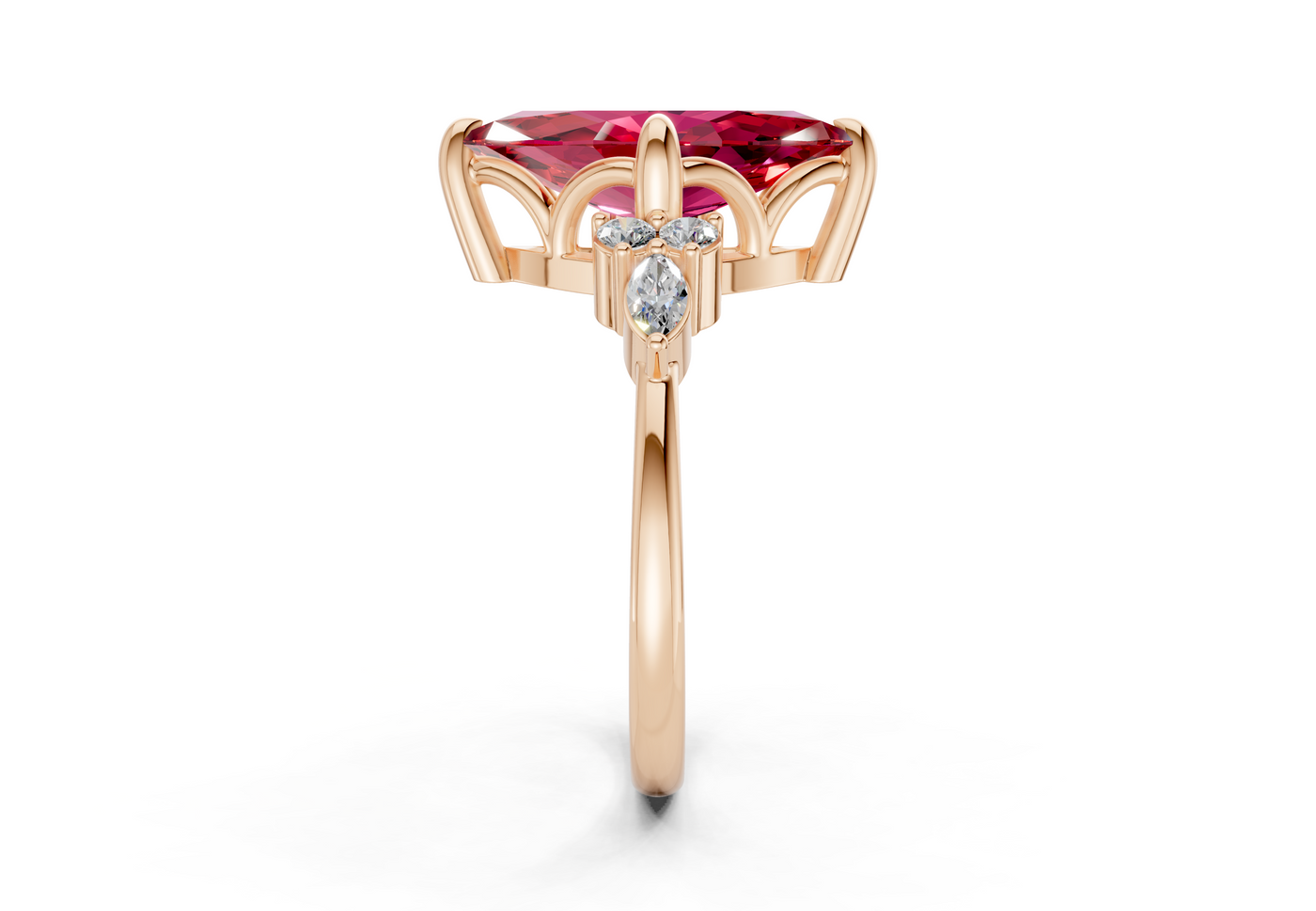 Lyra Ruby Gemstone Accent Marquise Cut 2.3mm Engagement Ring