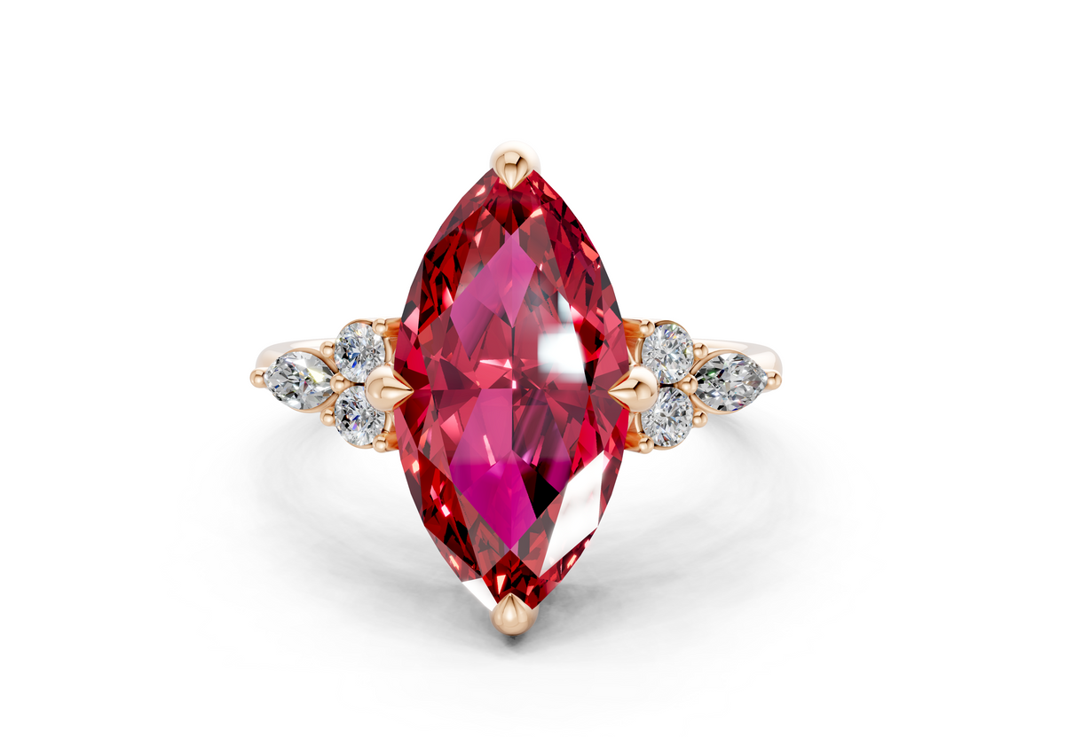 Lyra Ruby Gemstone Accent Marquise Cut 1.8mm Engagement Ring