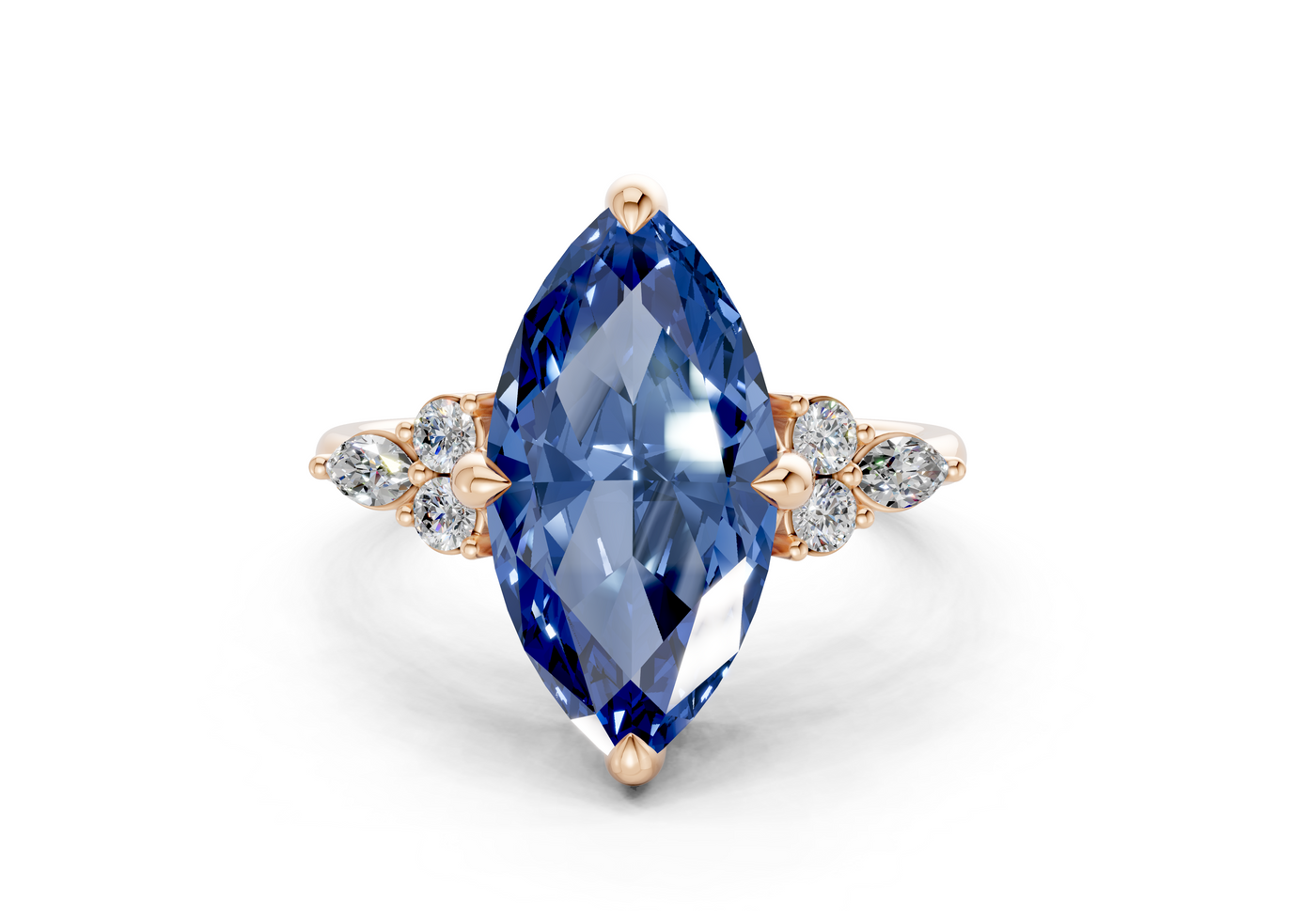 Lyra Sapphire Gemstone Accent Marquise Cut 2mm Engagement Ring