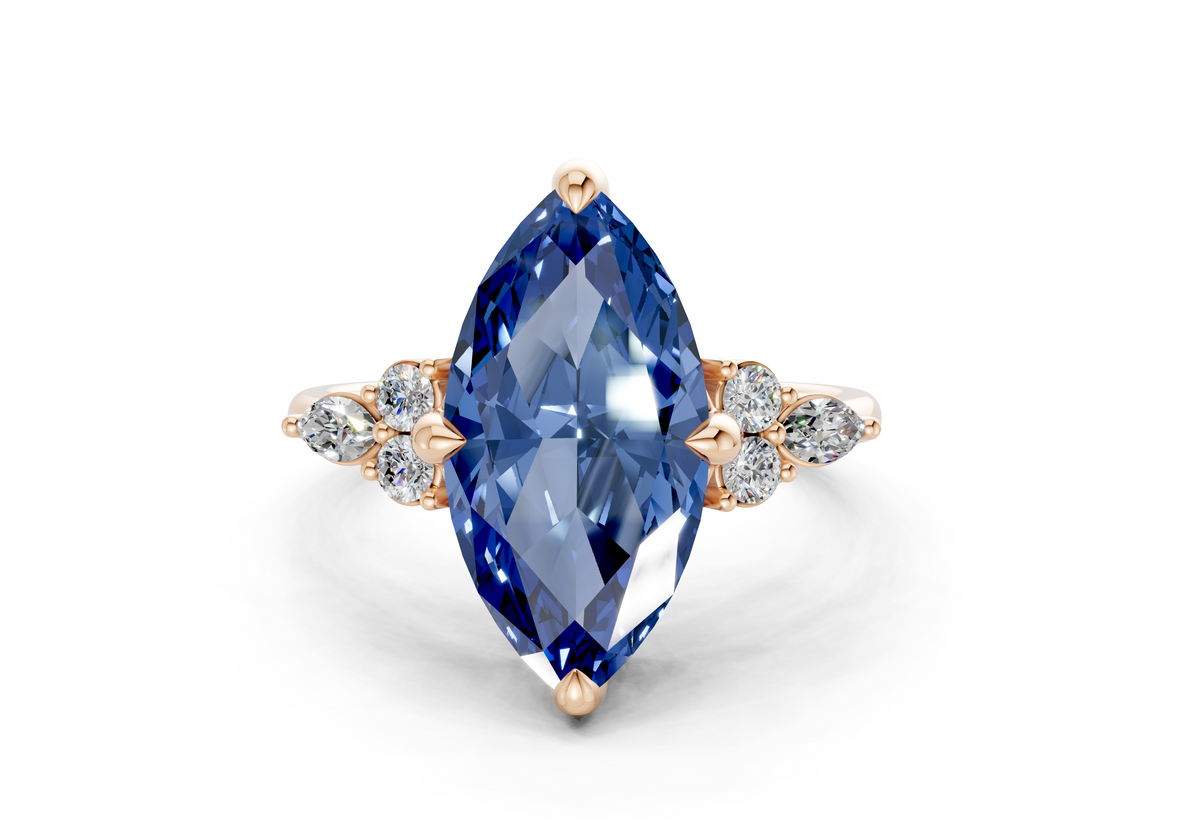 Lyra Sapphire Gemstone Accent Marquise Cut 1.8mm Engagement Ring