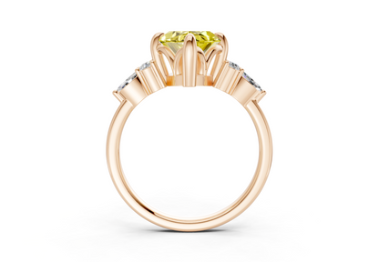 Lyra Yellow Diamond Accent Marquise Cut 1.8mm Engagement Ring