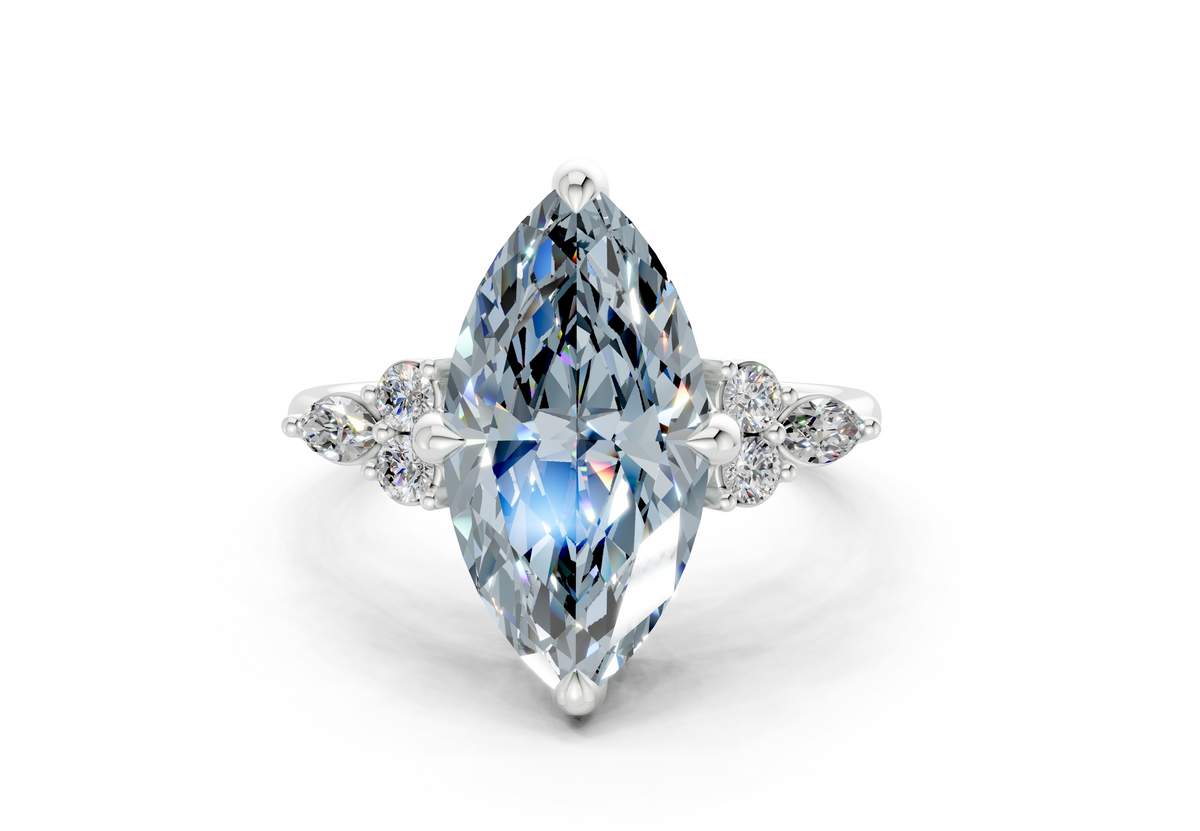 Lyra Blue Diamond Accent Marquise Cut 2mm Engagement Ring