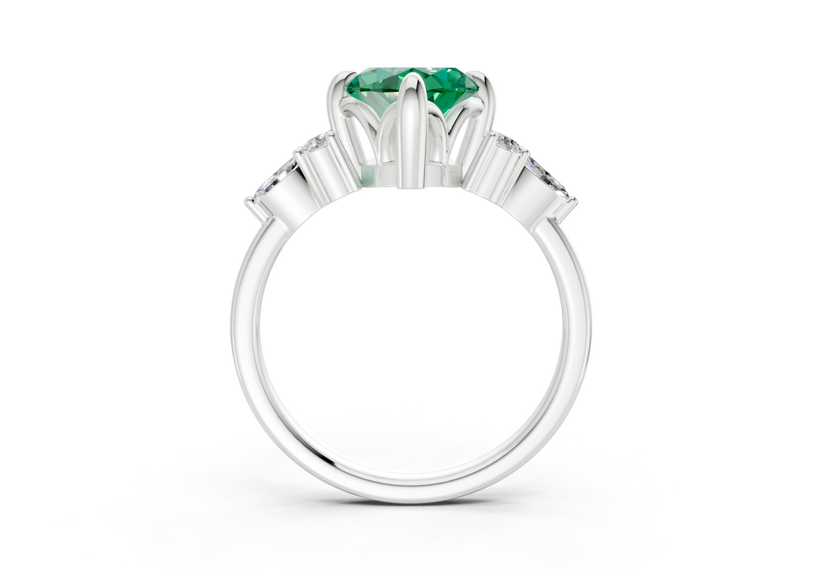 Lyra Emerald Gemstone Accent Marquise Cut 2mm Engagement Ring