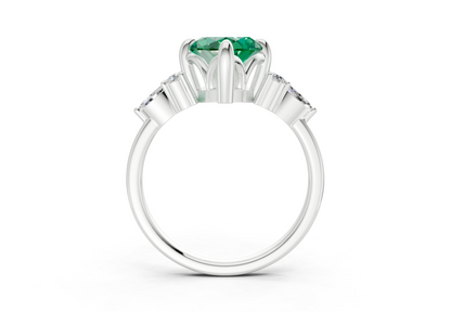 Lyra Emerald Gemstone Accent Marquise Cut 2.3mm Engagement Ring