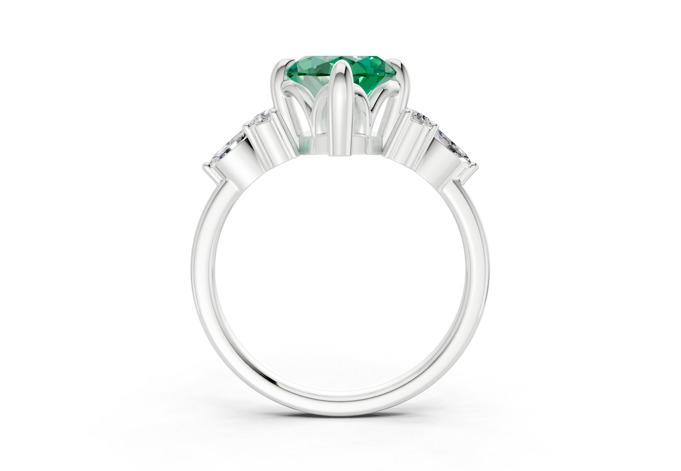 Lyra Emerald Gemstone Accent Marquise Cut 1.8mm Engagement Ring