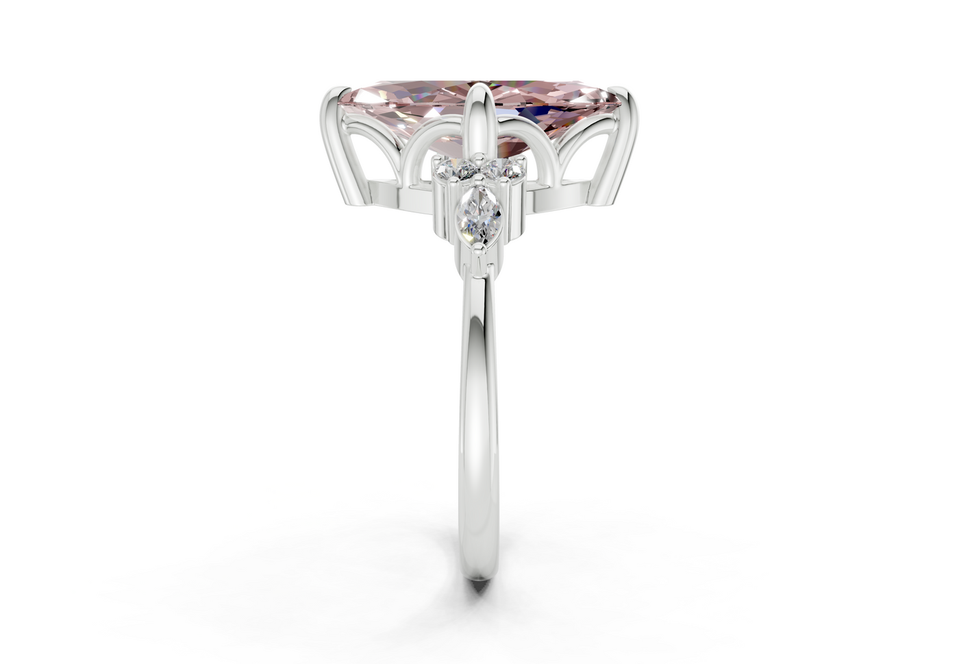 Lyra Pink Diamond Accent Marquise Cut 2mm Engagement Ring