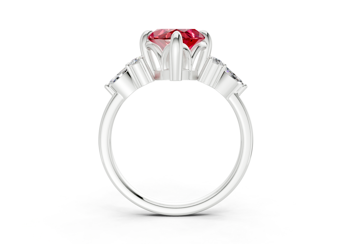 Lyra Ruby Gemstone Accent Marquise Cut 1.8mm Engagement Ring