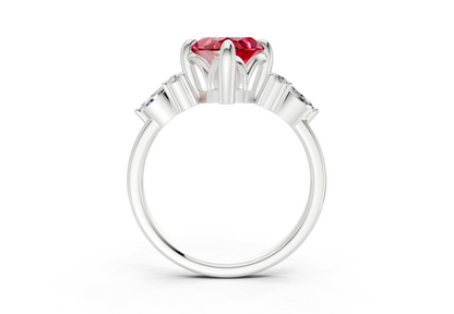Lyra Ruby Gemstone Accent Marquise Cut 1.8mm Engagement Ring