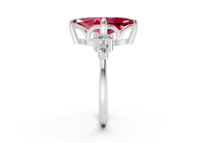 Lyra Ruby Gemstone Accent Marquise Cut 1.8mm Engagement Ring