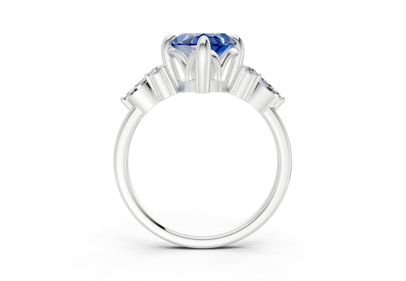 Lyra Sapphire Gemstone Accent Marquise Cut 2.3mm Engagement Ring