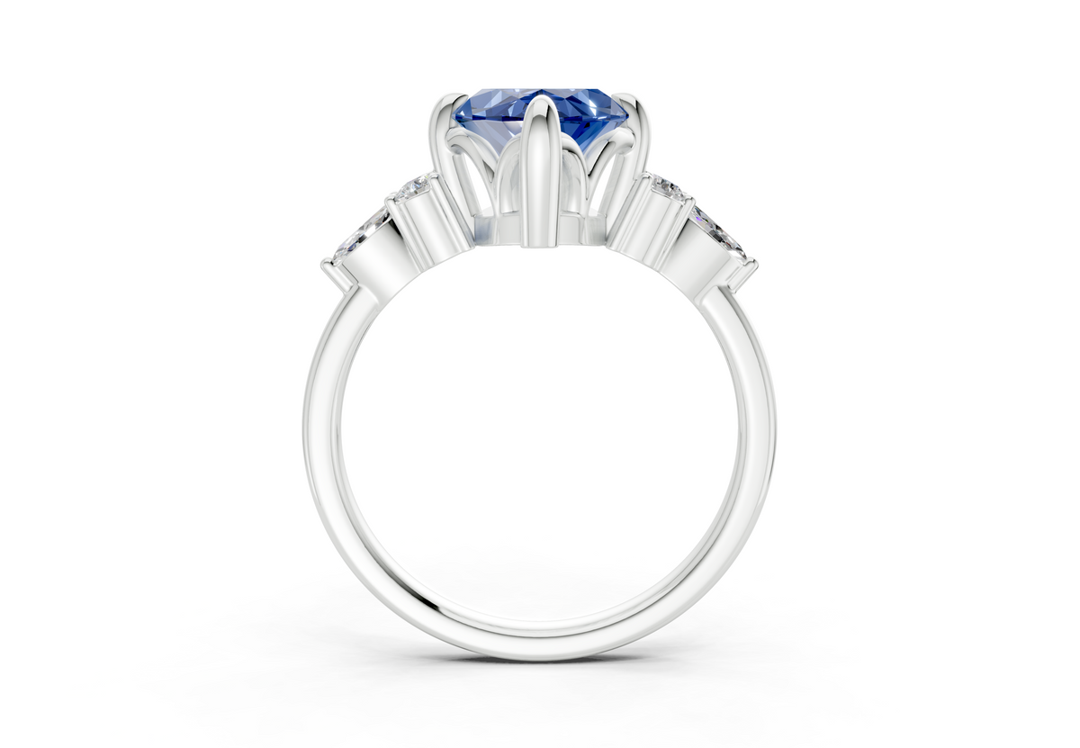 Lyra Sapphire Gemstone Accent Marquise Cut 1.8mm Engagement Ring