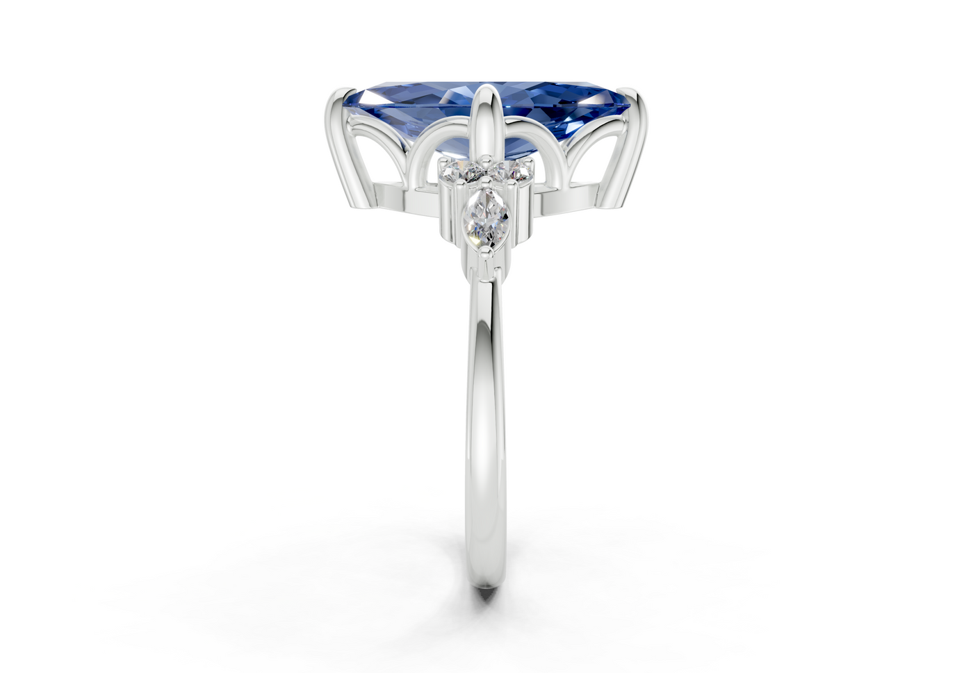 Lyra Sapphire Gemstone Accent Marquise Cut 1.8mm Engagement Ring