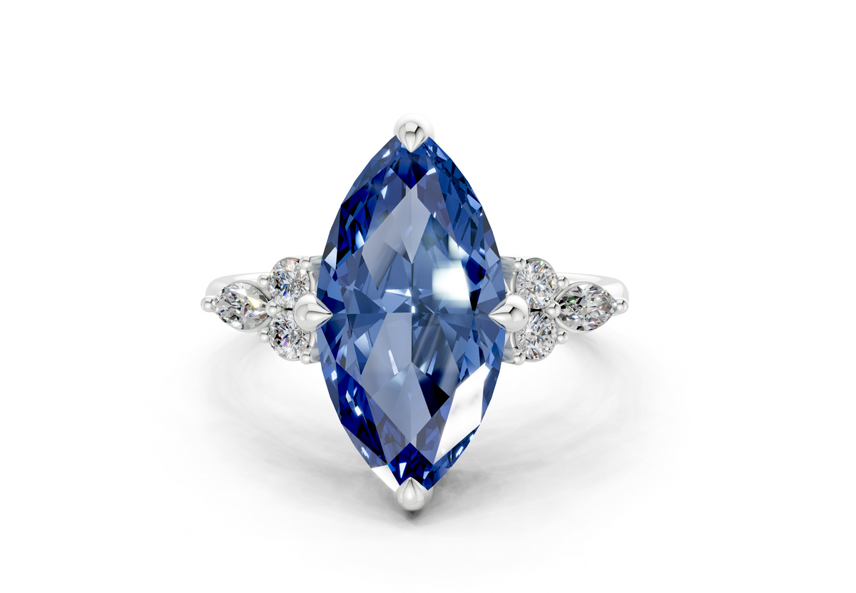 Lyra Sapphire Gemstone Accent Marquise Cut 2mm Engagement Ring