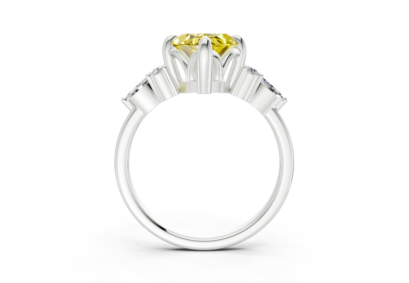 Lyra Yellow Diamond Accent Marquise Cut 2mm Engagement Ring