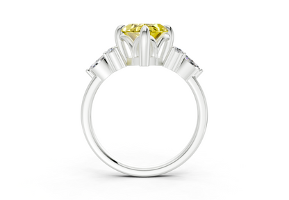 Lyra Yellow Diamond Accent Marquise Cut 1.8mm Engagement Ring