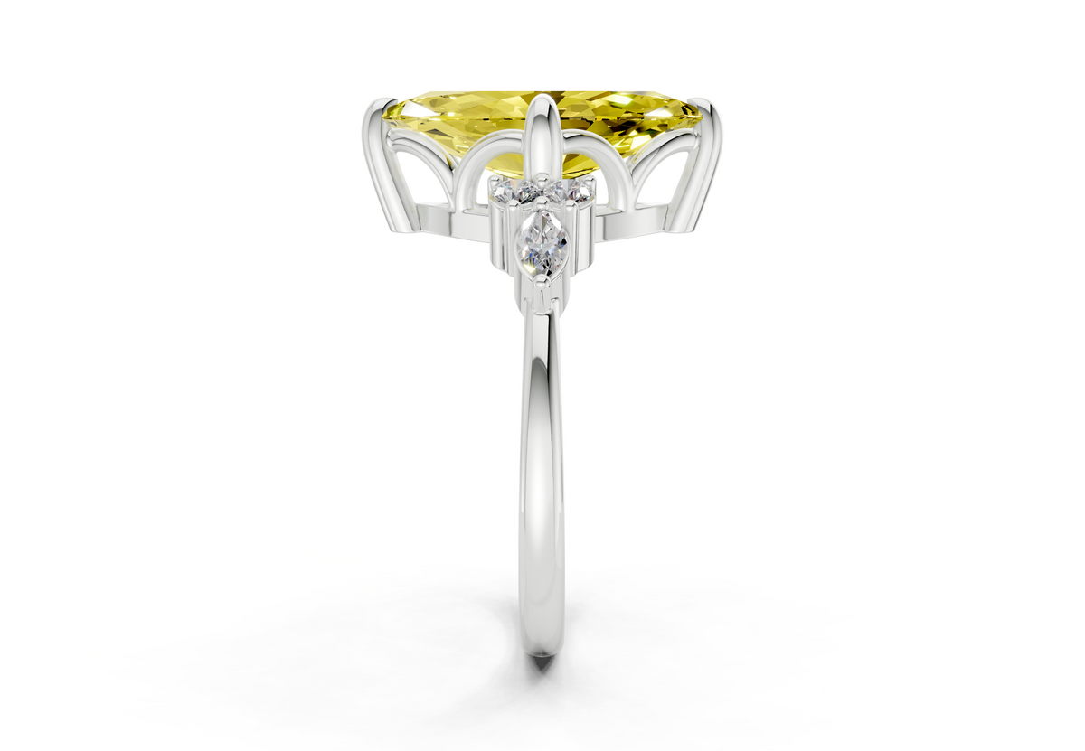 Lyra Yellow Diamond Accent Marquise Cut 2.3mm Engagement Ring