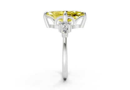 Lyra Yellow Diamond Accent Marquise Cut 1.8mm Engagement Ring