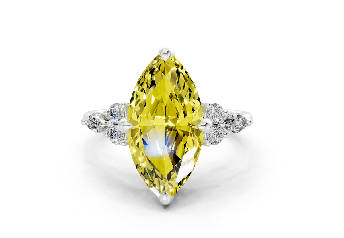 Lyra Yellow Diamond Accent Marquise Cut 2mm Engagement Ring