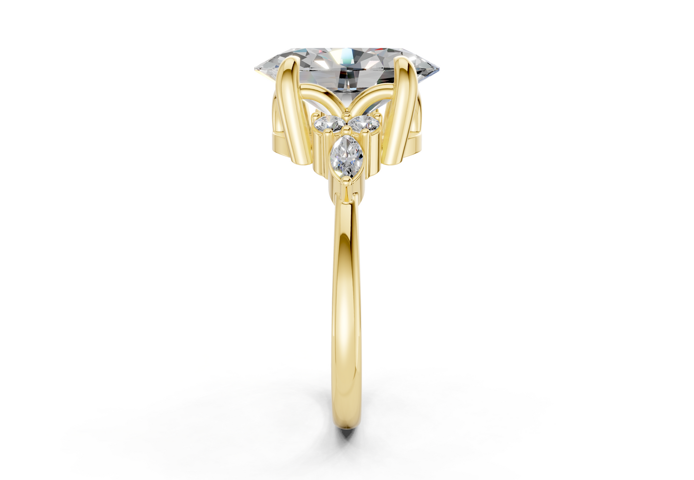 Lyra Diamond Accent Oval Cut 2mm Engagement Ring