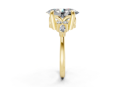 Lyra Diamond Accent Oval Cut 1.8mm Engagement Ring