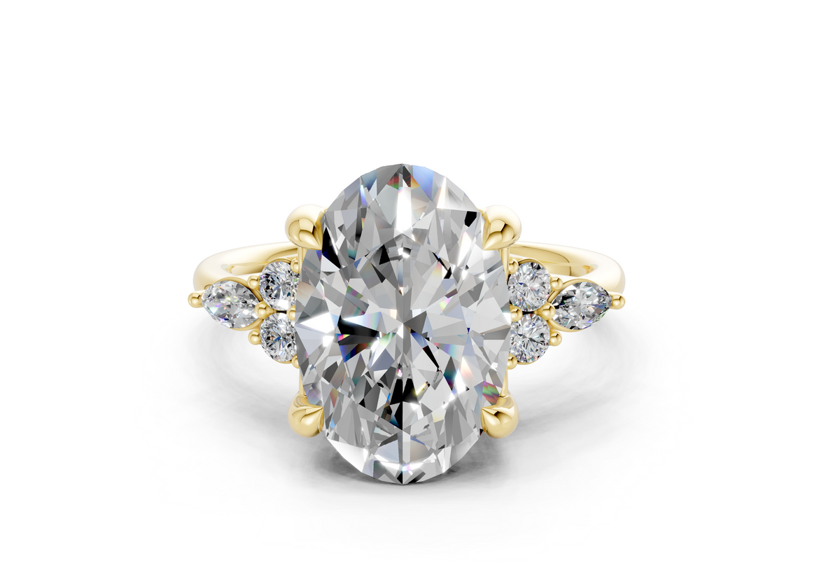 Lyra Diamond Accent Oval Cut 2.3mm Engagement Ring