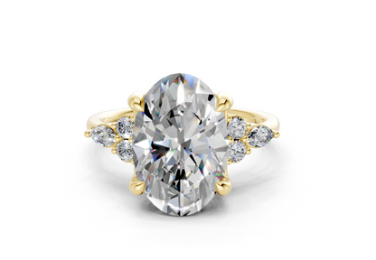 Lyra Diamond Accent Oval Cut 1.8mm Engagement Ring