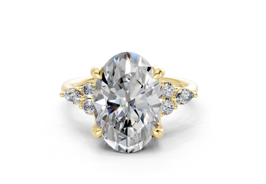 Lyra Diamond Accent Oval Cut 1.8mm Engagement Ring