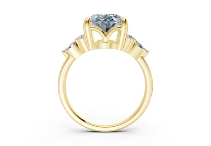 Lyra Blue Diamond Accent Oval Cut 2mm Engagement Ring