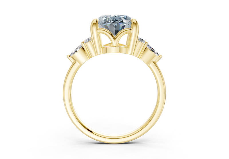 Lyra Blue Diamond Accent Oval Cut 1.8mm Engagement Ring