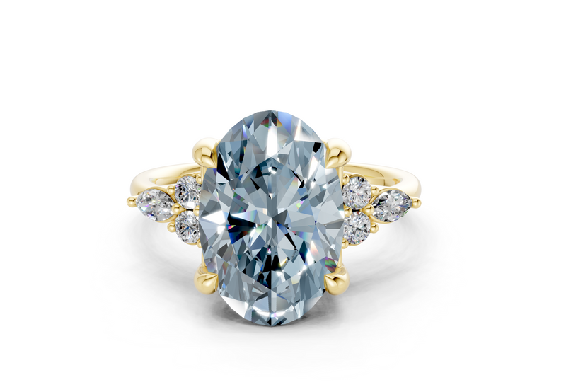 Lyra Blue Diamond Accent Oval Cut 1.8mm Engagement Ring