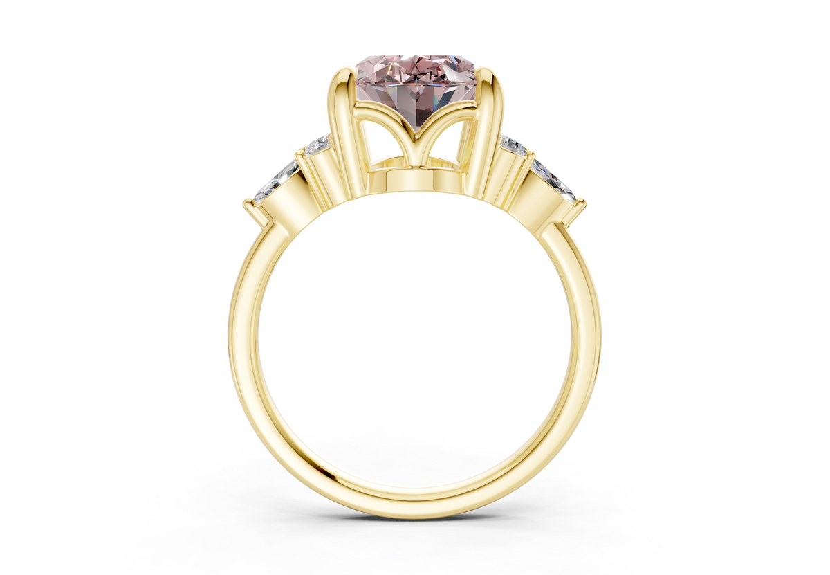 Lyra Pink Diamond Accent Oval Cut 2mm Engagement Ring