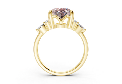 Lyra Pink Diamond Accent Oval Cut 2.3mm Engagement Ring