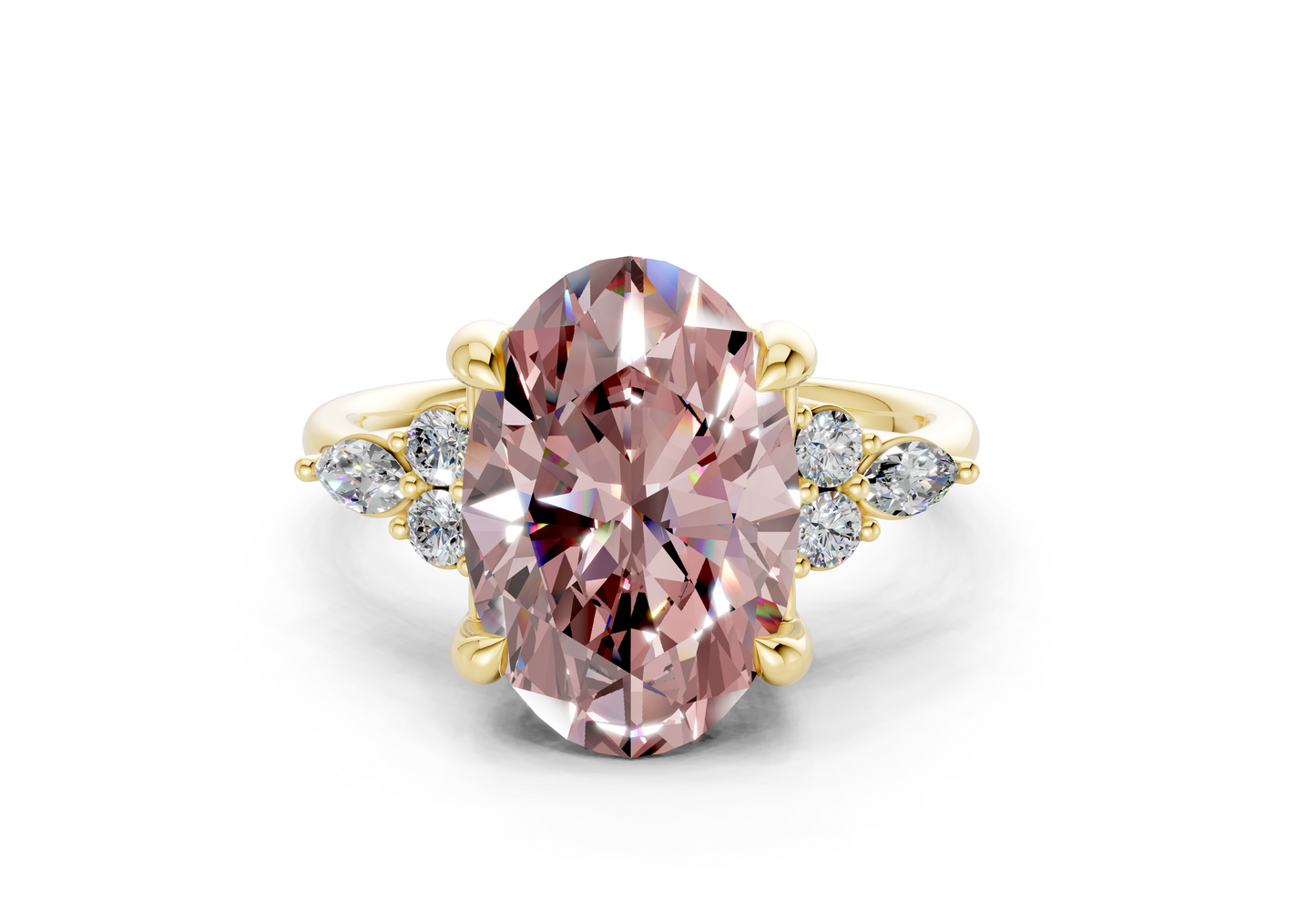 Lyra Pink Diamond Accent Oval Cut 2.3mm Engagement Ring