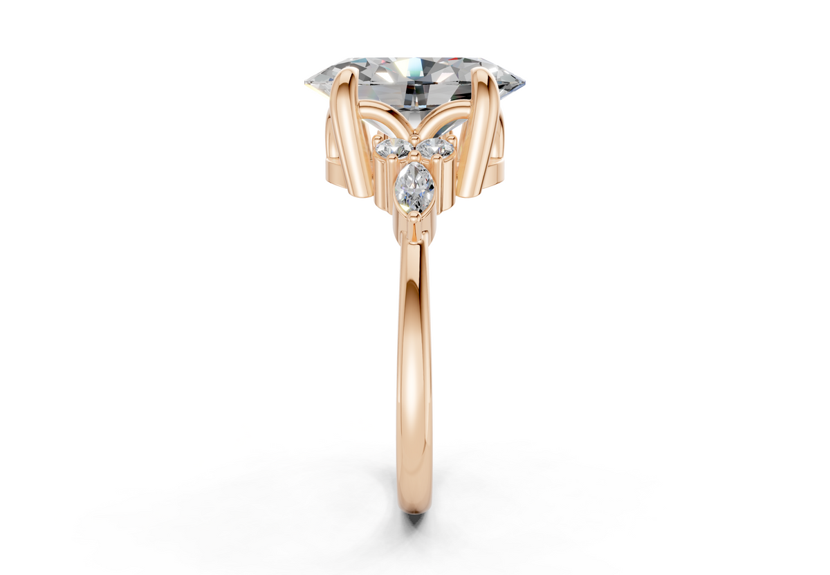 Lyra Diamond Accent Oval Cut 2.3mm Engagement Ring