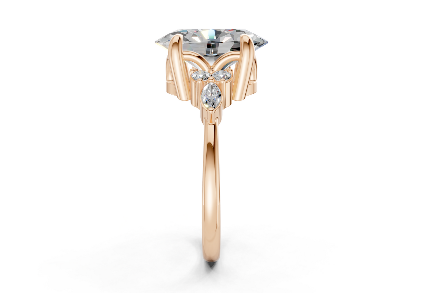Lyra Diamond Accent Oval Cut 1.8mm Engagement Ring
