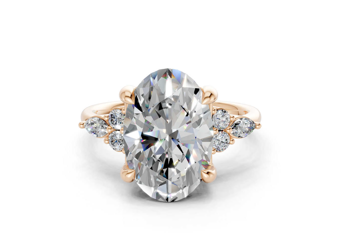 Lyra Diamond Accent Oval Cut 2.3mm Engagement Ring